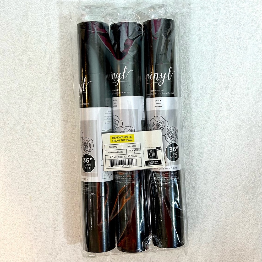 Bundle of 3 American Crafts Vinyl Roll for Die Cutting / Black